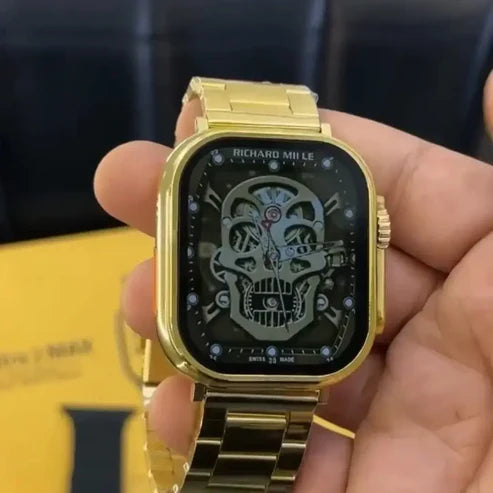 X90 ULTRA GOLDEN WITH BLACK STRAP SMARTWATCH