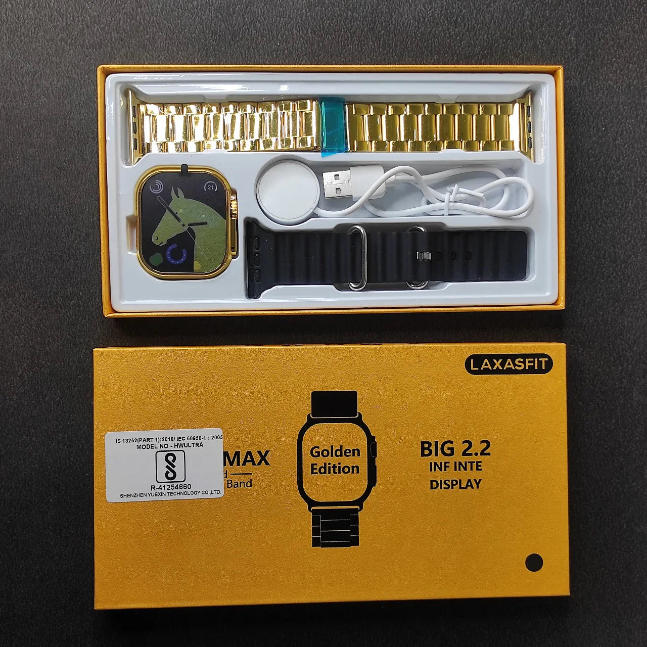 X90 ULTRA GOLDEN WITH BLACK STRAP SMARTWATCH